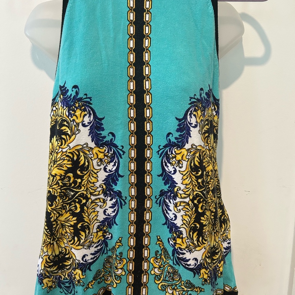 Cache Turquoise and Gold Patterned Tank Top - Picture 5 of 7